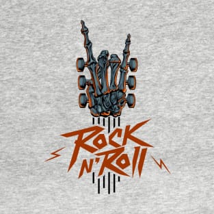 Guitar Neck Skeleton Hand Rock and Roll Guitar Pick Merch T-Shirt